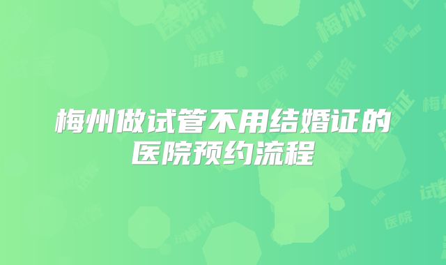 梅州做试管不用结婚证的医院预约流程