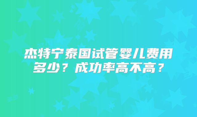杰特宁泰国试管婴儿费用多少？成功率高不高？