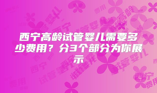西宁高龄试管婴儿需要多少费用？分3个部分为你展示