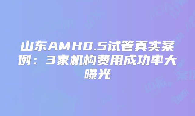 山东AMH0.5试管真实案例:3家机构费用成功率大曝光