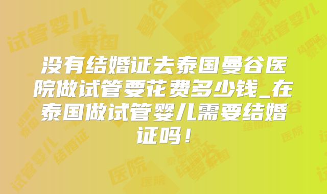 没有结婚证去泰国曼谷医院做试管要花费多少钱_在泰国做试管婴儿需要结婚证吗！