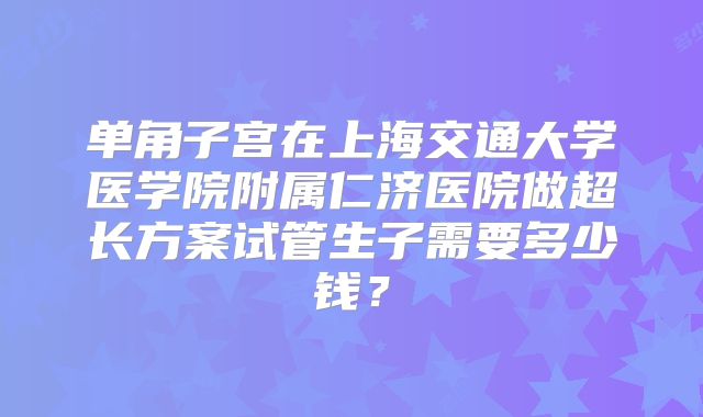 单角子宫在上海交通大学医学院附属仁济医院做超长方案试管生子需要多少钱？