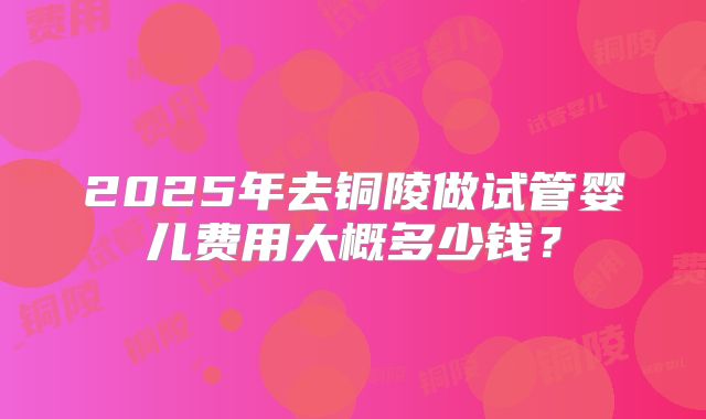 2025年去铜陵做试管婴儿费用大概多少钱？