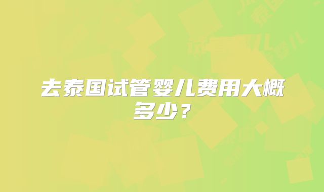 去泰国试管婴儿费用大概多少？