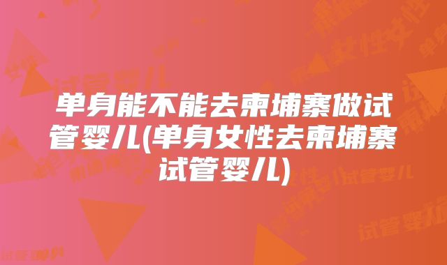 单身能不能去柬埔寨做试管婴儿(单身女性去柬埔寨试管婴儿)