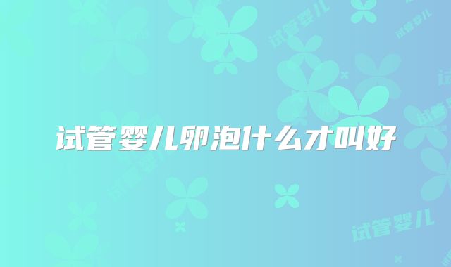 试管婴儿卵泡什么才叫好