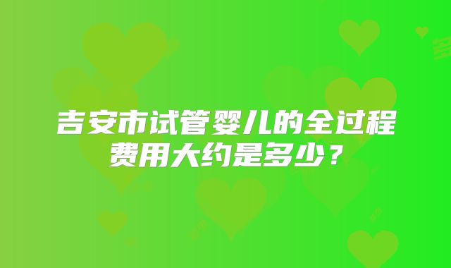 吉安市试管婴儿的全过程费用大约是多少?