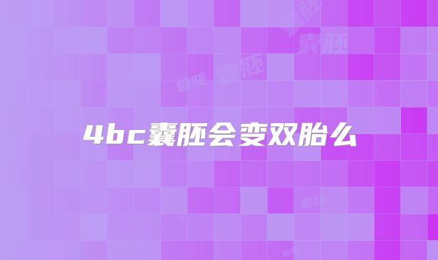 4bc囊胚会变双胎么