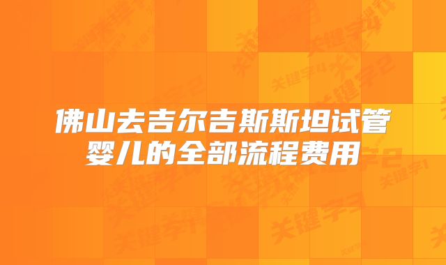 佛山去吉尔吉斯斯坦试管婴儿的全部流程费用