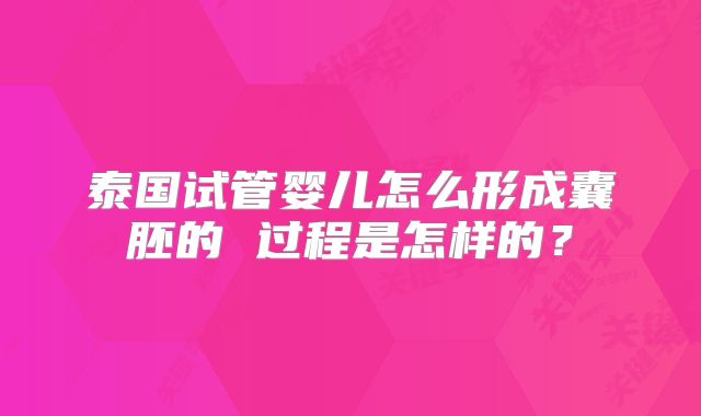 泰国试管婴儿怎么形成囊胚的 过程是怎样的？