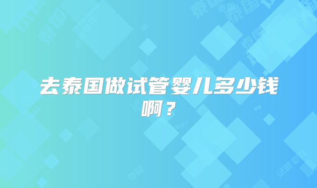 去泰国做试管婴儿多少钱啊?