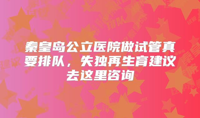秦皇岛公立医院做试管真要排队，失独再生育建议去这里咨询