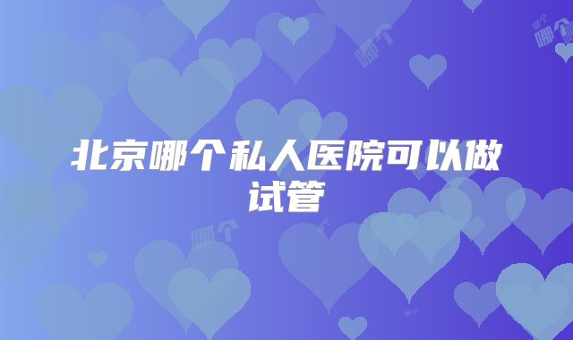 北京哪个私人医院可以做试管