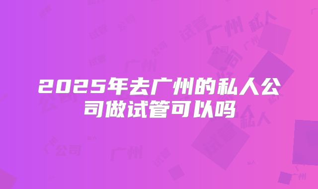 2025年去广州的私人公司做试管可以吗