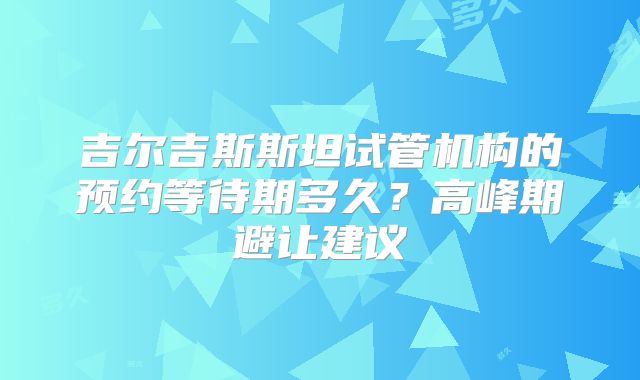 吉尔吉斯斯坦试管机构的预约等待期多久？高峰期避让建议