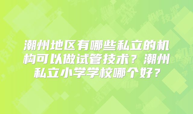 潮州地区有哪些私立的机构可以做试管技术？潮州私立小学学校哪个好？