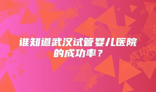 谁知道武汉试管婴儿医院的成功率？