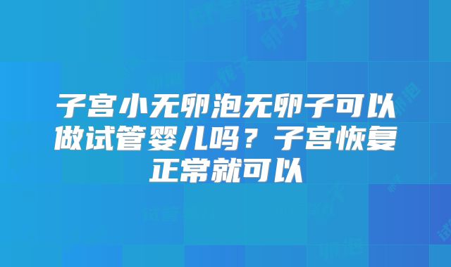 子宫小无卵泡无卵子可以做试管婴儿吗?子宫恢复正常就可以