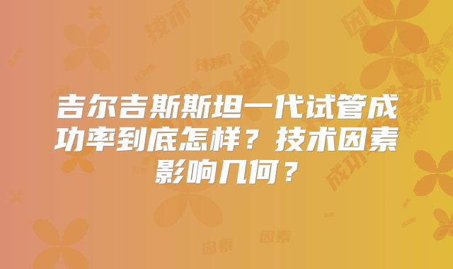吉尔吉斯斯坦一代试管成功率到底怎样？技术因素影响几何？