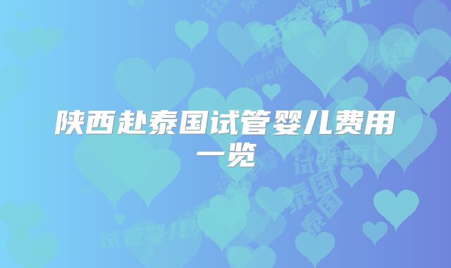 陕西赴泰国试管婴儿费用一览