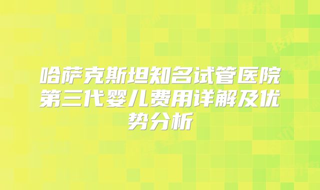 哈萨克斯坦知名试管医院第三代婴儿费用详解及优势分析