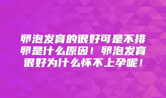 卵泡发育的很好可是不排卵是什么原因！卵泡发育很好为什么怀不上孕呢！