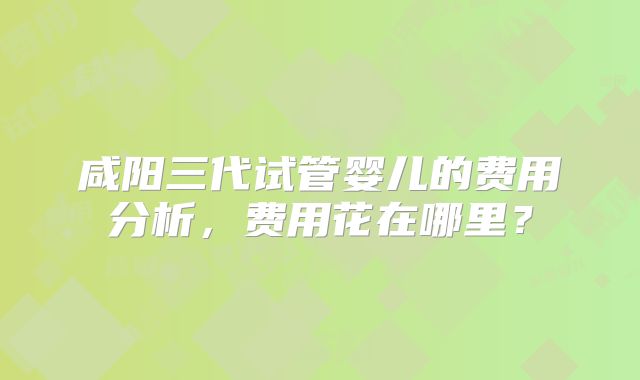 咸阳三代试管婴儿的费用分析，费用花在哪里？