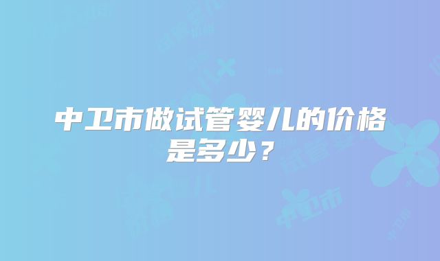 中卫市做试管婴儿的价格是多少?