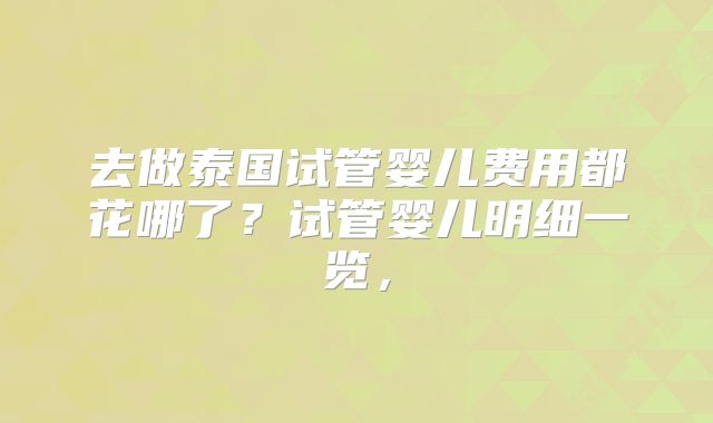 去做泰国试管婴儿费用都花哪了？试管婴儿明细一览，
