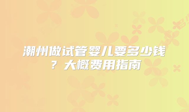 潮州做试管婴儿要多少钱？大概费用指南