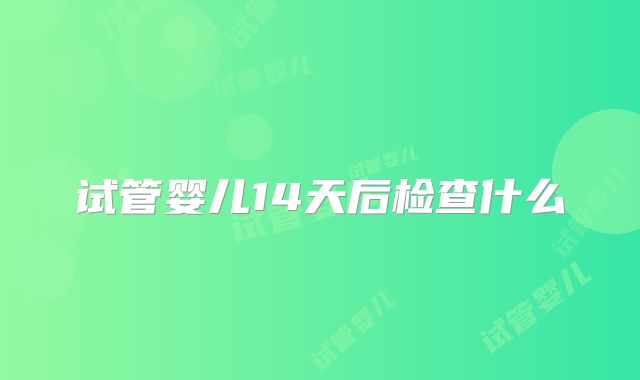 试管婴儿14天后检查什么