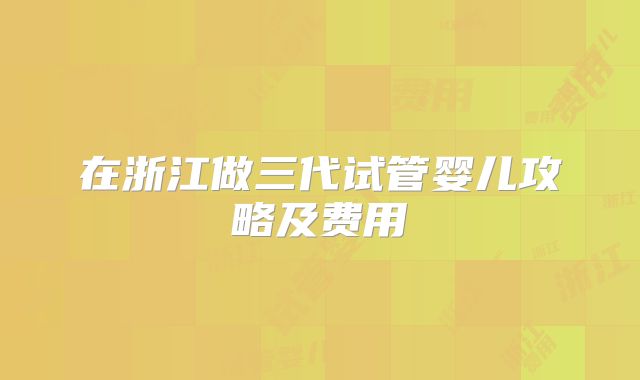 在浙江做三代试管婴儿攻略及费用