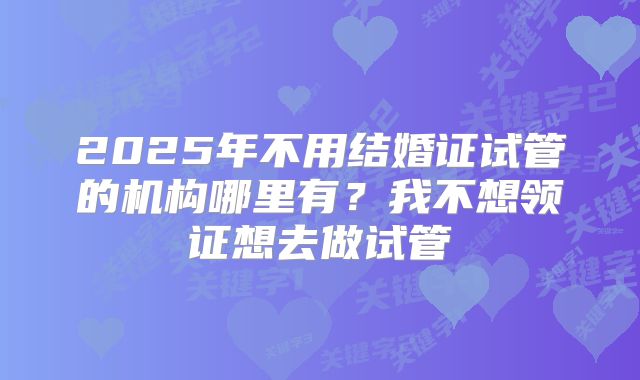 2025年不用结婚证试管的机构哪里有？我不想领证想去做试管