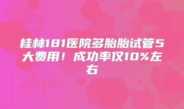 桂林181医院多胎胎试管5大费用！成功率仅10%左右