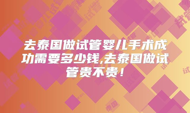 去泰国做试管婴儿手术成功需要多少钱,去泰国做试管贵不贵!