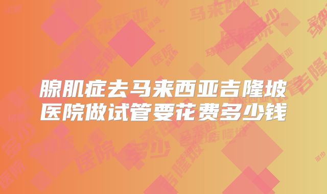 腺肌症去马来西亚吉隆坡医院做试管要花费多少钱