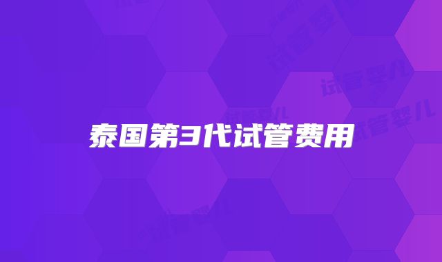 泰国第3代试管费用