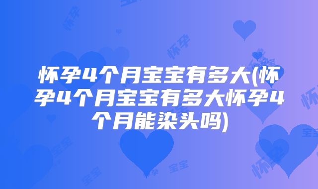 怀孕4个月宝宝有多大(怀孕4个月宝宝有多大怀孕4个月能染头吗)