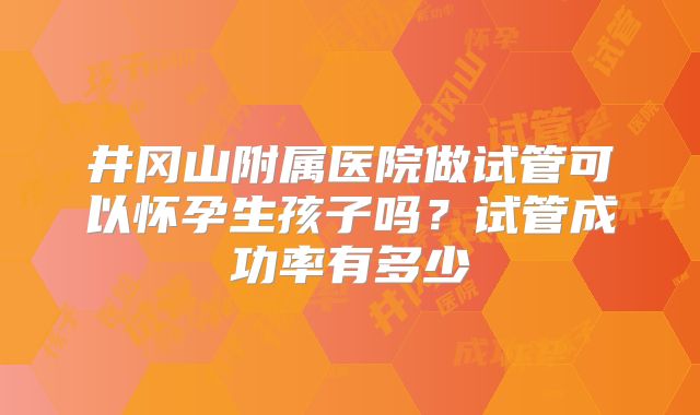 井冈山附属医院做试管可以怀孕生孩子吗?试管成功率有多少