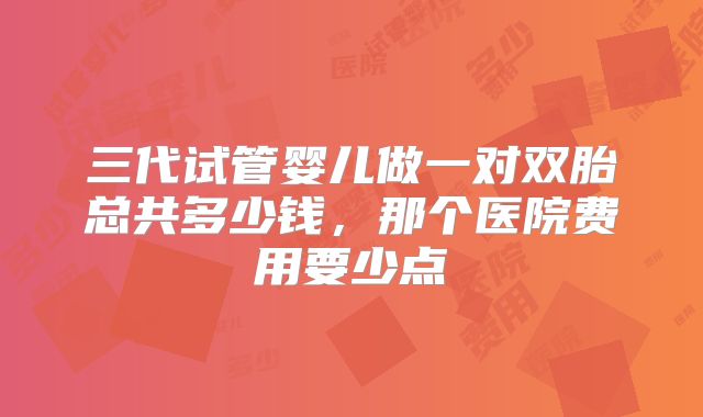 三代试管婴儿做一对双胎总共多少钱，那个医院费用要少点