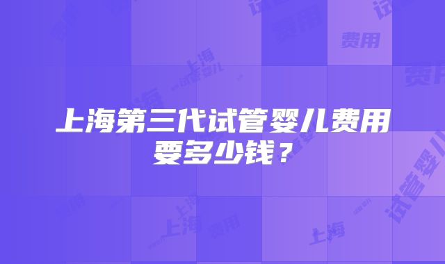 上海第三代试管婴儿费用要多少钱?