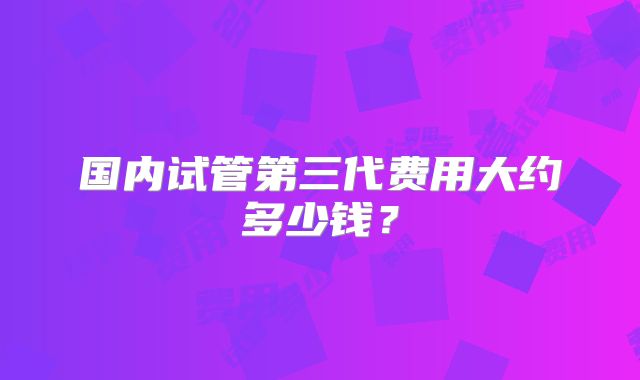 国内试管第三代费用大约多少钱？