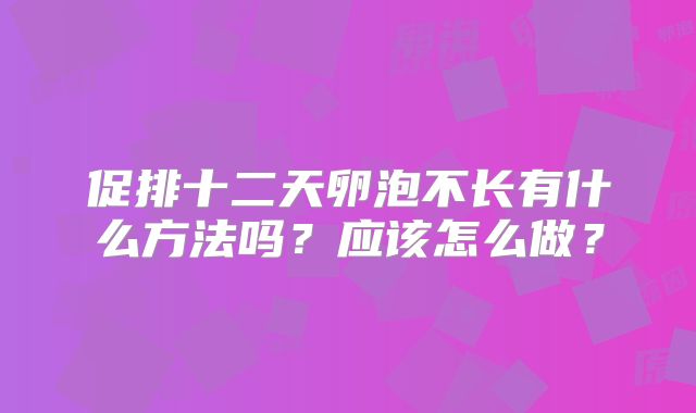 促排十二天卵泡不长有什么方法吗?应该怎么做?