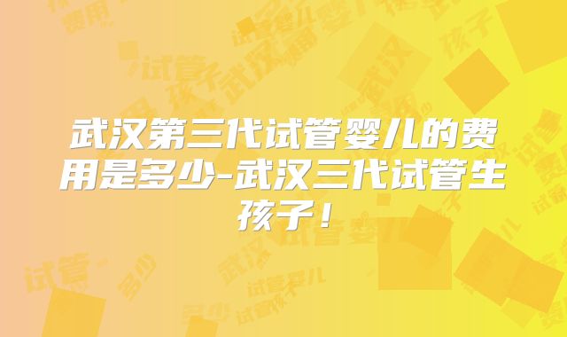 武汉第三代试管婴儿的费用是多少-武汉三代试管生孩子！