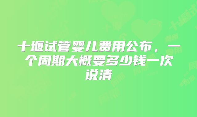 十堰试管婴儿费用公布,一个周期大概要多少钱一次说清