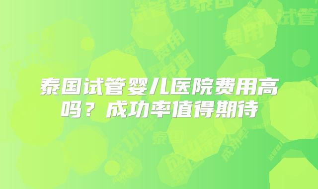 泰国试管婴儿医院费用高吗？成功率值得期待