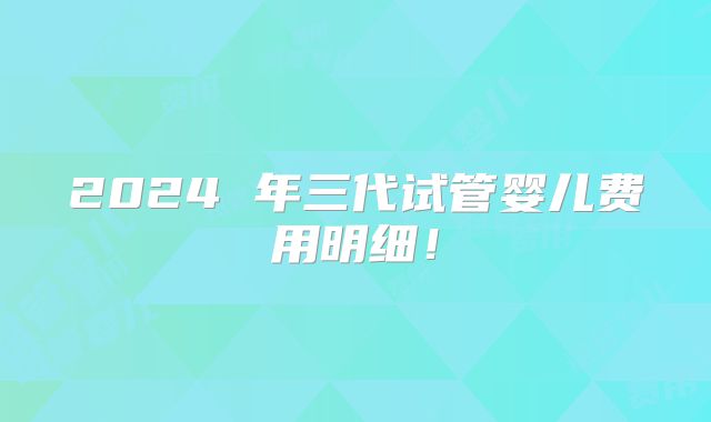 2024 年三代试管婴儿费用明细!