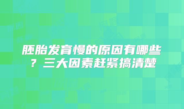胚胎发育慢的原因有哪些？三大因素赶紧搞清楚