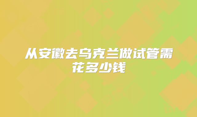 从安徽去乌克兰做试管需花多少钱