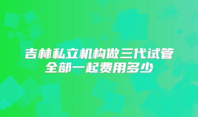吉林私立机构做三代试管全部一起费用多少